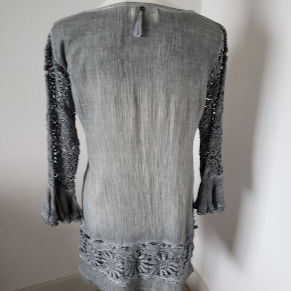 🌼bohemian dress grey lace details long sleeves size small 🌼 - Picture 7 of 9